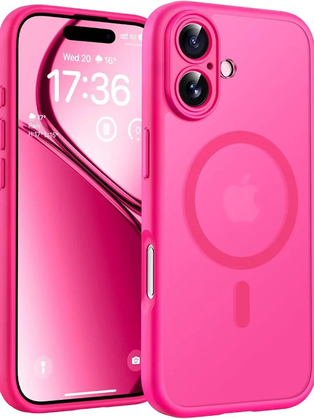 iPhone 17 Case MagSafe Compatible Full Camera Protection Matte Hot Pink